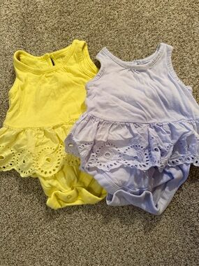 GAP Baby Sleeveless Peplum Bodysuits - Yellow & Light Purple